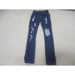 Fashion Nova Jeans‎ Womens 5 Blue Dark Wash Distressed Ripped Skinny Stretch